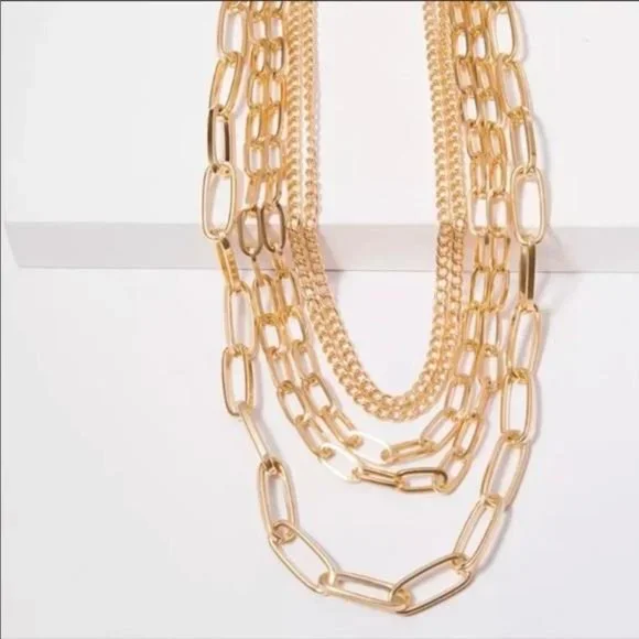 Multi Layered Gold Chain Punk Choker Necklace, nice Necklace, cute Necklace - Picture 5 of 6